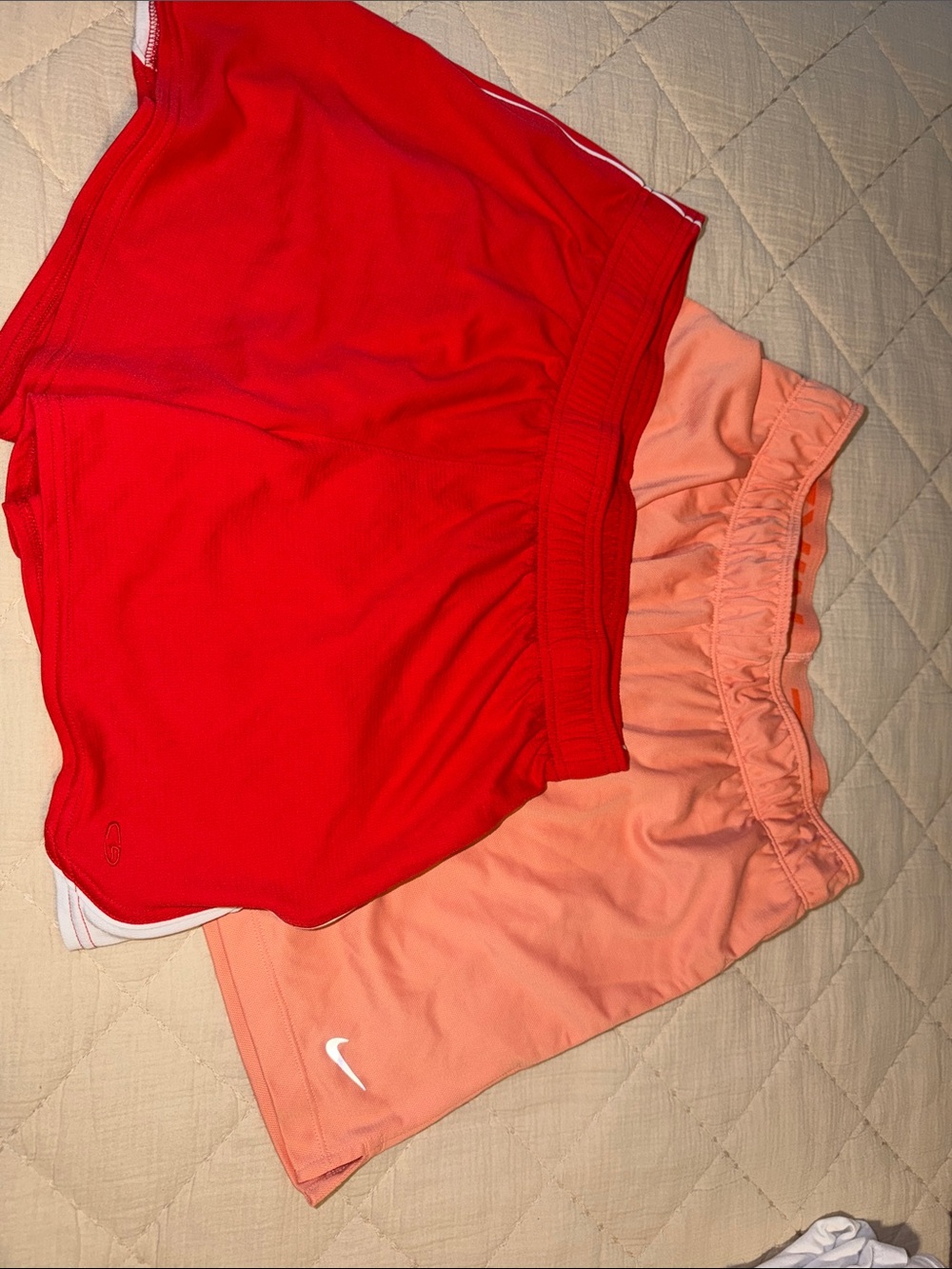 Nike women Champion L & NIKE M Peach Athletic Shorts XCELLENT COND
